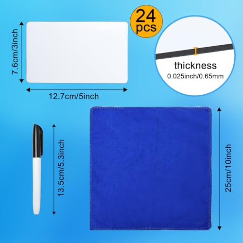 Dry Erase Labels 24 Pack 3x5 in Reusable Sticky Notes Dry Erase Stickers WhiteBoard Stickers Labels for Storage Bins(Include Wipe Cloth & Pen)