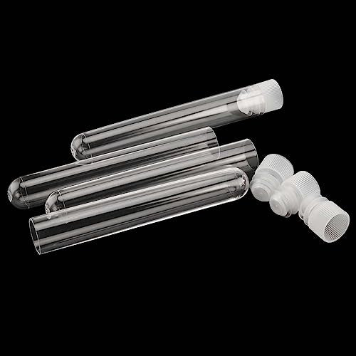 JAPCHET 250 PCS 10 ML Plastic Test Tubes, 16 x 100 MM Clear Test Tubes with Cap Test Tubes Bulk for Experiments and Party Storing - size: 250 Pack 10 ml