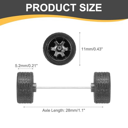 MECCANIXITY 4 Set 1/64 Wheels and Tires Set, Real Riders Rims Includes Axles for RC Diecast Car DIY Model, Black Rims - color: Black Rims