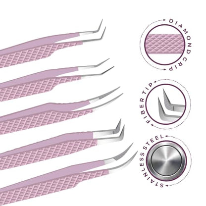 Fiber Tip Lash Tweezers For Eyelash Extension Tweezers Professional