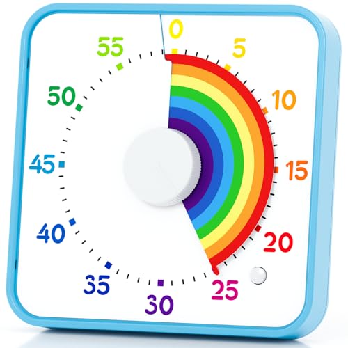 Classroom Timer with 5 Musical Melody Alarms, Large Visual Timer for Teachers, Magnetic & Rainbow Pattern Ideal for Classroom Use & Kids, 8 Inches