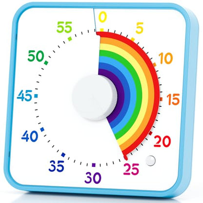 Classroom Timer with 5 Musical Melody Alarms, Large Visual Timer for Teachers, Magnetic & Rainbow Pattern Ideal for Classroom Use & Kids, 8 Inches