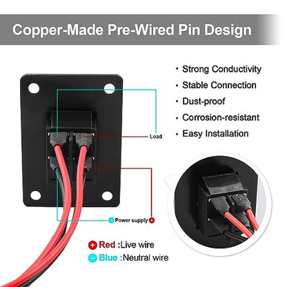 1Pcs Black KCD4 Boat Rocker Switch 2-Position 4-Pin Pre-Wired DPST Panel Switch 16A 250VAC 20A 125VAC, CE - color: 1Pcs Black/Pre-Wired