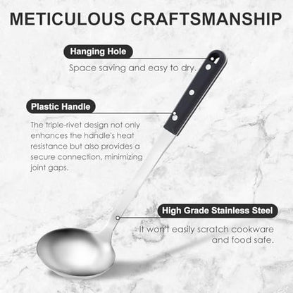 Pleafind 4-Pcs Cooking Utensils Set, Stainless Steel Kitchen Utensils, Mirror Polished Kitchen Essentials Set Include Wok Ladle, Slotted Spoon, Wok Spatula ＆Slotted Spatula, Dishwasher Safe - color: Brown