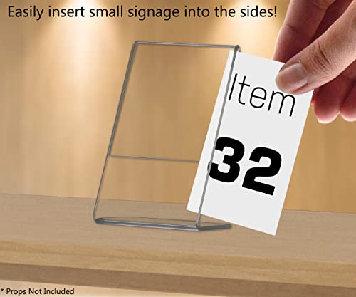 10 Pack Small Slanted Sign Holder 2.25" x 3.25" Clear Acrylic Name Tag Frame Deli Tags Table Reception Seating Placement Holders Sandwich Shops Countertop by Marketing Holders - size: 2.25"w x 3.25"h