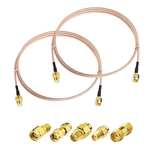 Superbat Male to Female RF Coaxial Coax Cable - 12inches & 5 Piece Adapter Kit (SMA, SMA/RPSMA) for WiFi, Ham Radio, GPS, 3G/4G LTE Antenna, LNA - color: 2-pack, size: 30CM/12"