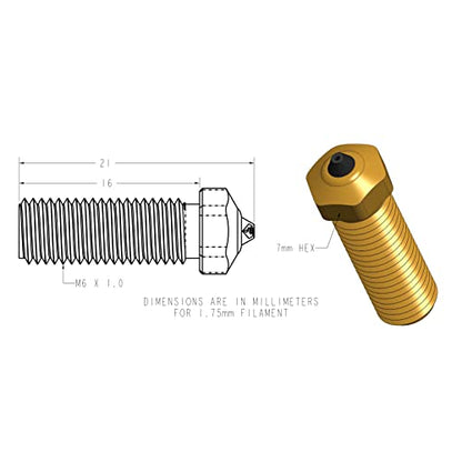 Diamondback Volcano Compatible 3D Printer Nozzle, Diamond Tip, 0.4mm - size: 0.4mm