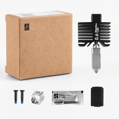 Bamboo Original 0.6mm Hardened Steel Nozzle Assembly Hotend Kit for Bambu LAB X1 Series and P1 Series,Compatible with P1S P1P X1C X1 Carbon 3D Printer - style: P1/X1 Series Hotend (0.6mm)