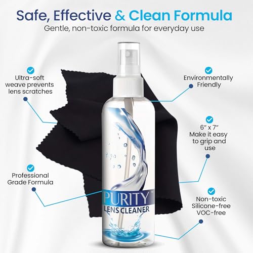 Purity Eyeglass Cleaner Mega Pack - 2x2oz & 3x8oz Lens Spray Bottles - style: 10 Piece Set - 3 (8oz + 2 (2oz Lens Spray)) + 5 (Microfiber Cloth)