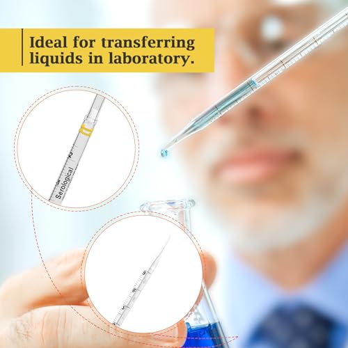10ml Serological Pipettes, Disposable Plastic Polystyrene Pipettes with Individually Wrapped, Sterile, 200 Pcs - size: 10ML