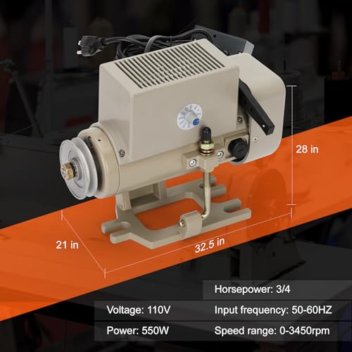 Sewing Machine Servo Motor, 550W Electric Servo Motor, AC110V, 3/4HP, 3450RPM，Industrial Servo Motor with Carbon Brush, Energy Efficient, Quiet Operation, Instructions - size: 550W