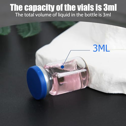 100 Pack 3ml Clear Glass Vials with Caps – 1 Dram Lab Headspace Vials - color: Clear Vial Blue Cap, size: 3ml-20mm