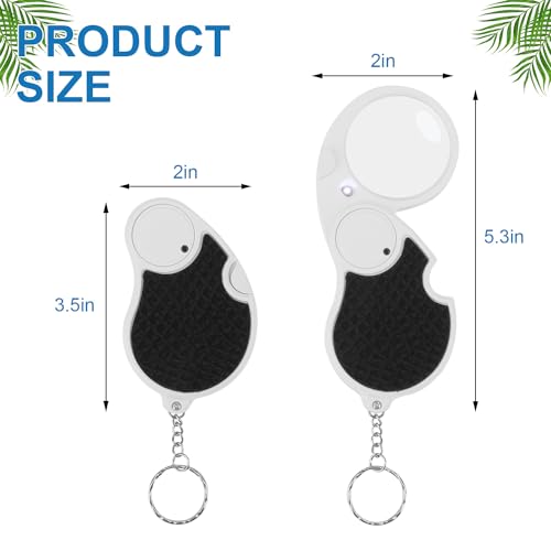 Rongon 5X Magnifying Glasses with Light, Keychain Pocket Folding Magnifier - color: Black-3pcs