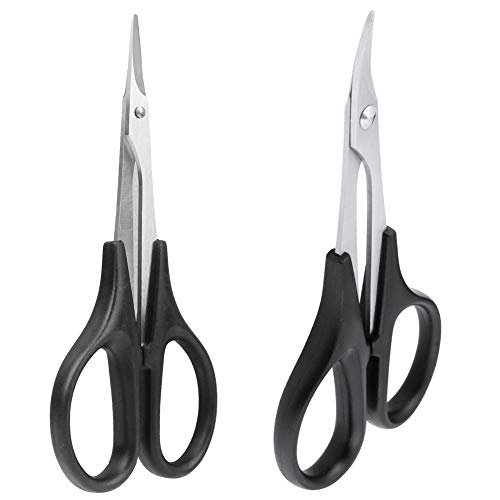 2-Pack HobbyPark RC Body Trimming Scissors Set, 1 Straight & 1 Curved Scissor for RC Vehicle Truck Buggy Lexan Plastic Bodyshell Helicopter Canopy