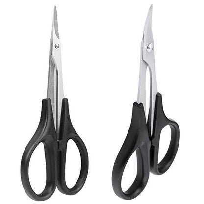 2-Pack HobbyPark RC Body Trimming Scissors Set, 1 Straight & 1 Curved Scissor for RC Vehicle Truck Buggy Lexan Plastic Bodyshell Helicopter Canopy