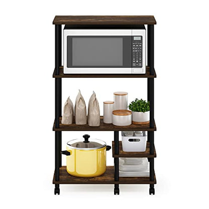 Furinno Turn-N-Tube 4-Tier Toolless Kitchen Storage Shelf Cart, Amber Pine/Black - color: Amber Pine/Black, size: 4-Tier