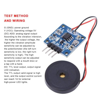 2 PCS Vibration Switch Sensor Module, Piezoelectric Vibration Tapping Sensor Module Vibration Switch Module Vibration Sensor Module used in combination 5.0V DC AD/DO (2)