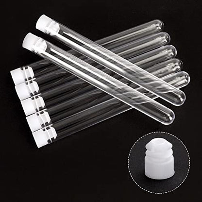 48 Pack Plastic Test Tubes with Caps 25ml 16x150mm Clear