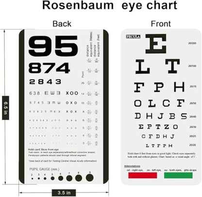 PECULA Eye Chart, Pocket Eye Charts, Snellen and Rosenbaum Pocket Eye Chart for Eye Exams (2 in 1) - color: 1* PECULA