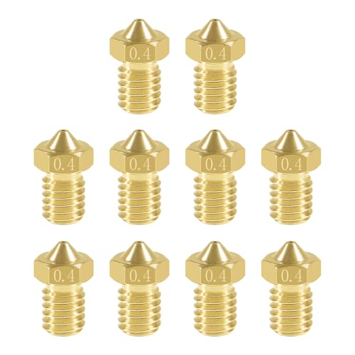 Aokin 10 Pcs Extruder Nozzles 3D Printer Brass Nozzles for E3D V5 V6 0.4mm for 1.75mm Filament 3D Printer - color: 10Pcs 0.4mm nozzles