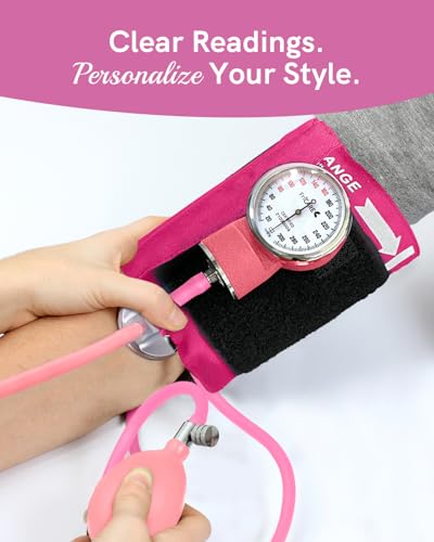 FriCARE Pink Manual Blood Pressure Cuff for Nurses/Nursing/Medical Students - color: Hot Pink