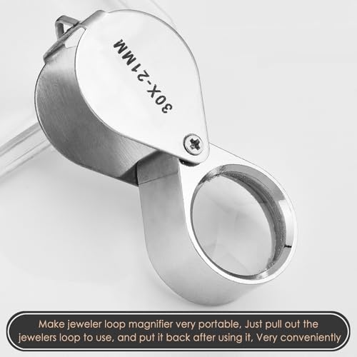 KINGMAS Foldable Jewelry Loupe 30x 21mm Jewelers Magnifying Glass