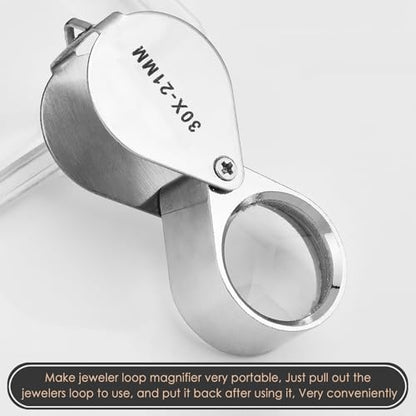 KINGMAS Foldable Jewelry Loupe 30x 21mm Jewelers Magnifying Glass