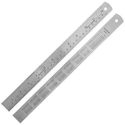 Pacific Arc 12 Inch Stainless Steel Ruler with Inch/Metric Conversion Table - style: 12 In