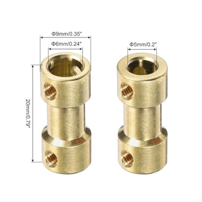 MECCANIXITY 6pcs 5mm to 6mm Brass Shaft Coupling Joint Connector with Screws and Hex Wrench Flexible Motor Shaft Coupler for Car Wheels Tires Shaft Motor - size: 5mm to 6mm
