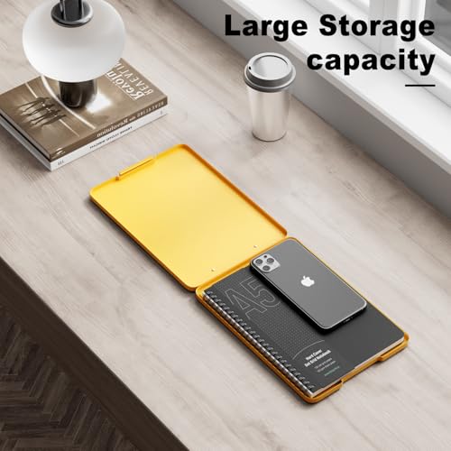 Hongri A5 Clipboard with Storage, Metal Retractable Pen Holder, Yellow - color: Yellow