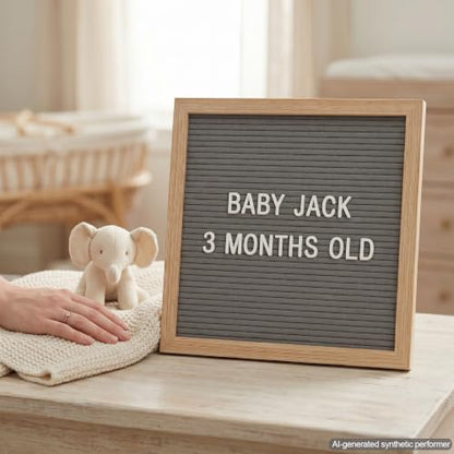 C CRYSTAL LEMON Gray Felt Letter Board 10x10 Inch, 336 Pre-Cut Letters - color: Gray