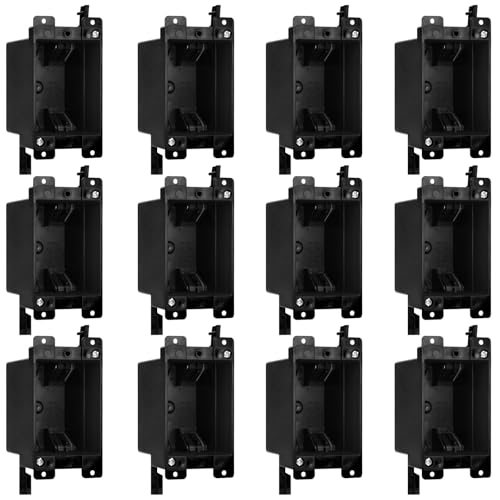 1-Gang 14 cu.in. Old Work Electrical Outlet Box, Black (12-Pack) - color: 1-Gang, size: 12