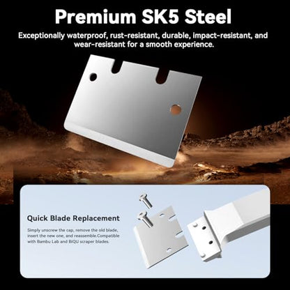 3D Printer Scraper Tool,Upgrade All Metal 3D Print Spatula for Model Removal,with 3pcs Blade Compatible with Bambu Lab Build Plate Cooktop Scraper X1,P1 Series,SK5 Steel 3D Printings Shovel