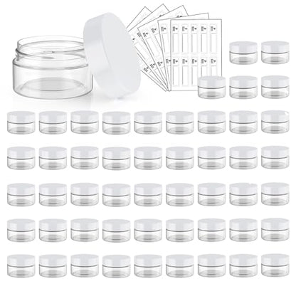 Eternal Moment 50 Pack 1 OZ Plastic Jars Clear Cosmetic Container with Lids - color: White Lid, size: 1 Ounce
