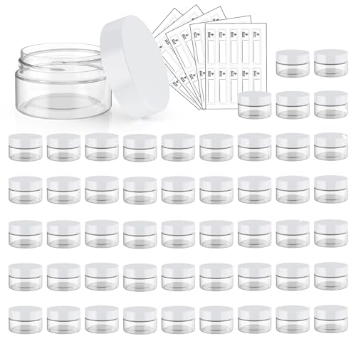 Eternal Moment 50 Pack 1 OZ Plastic Jars Clear Cosmetic Container with Lids - color: White Lid, size: 1 Ounce
