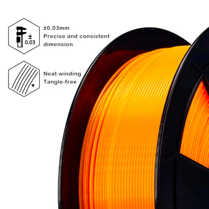 ZIRO 3D Printing Filaments, Translucent Series, 2.2lb 1.75mm, Fluo Orange - color: Translucent-fluo Orange