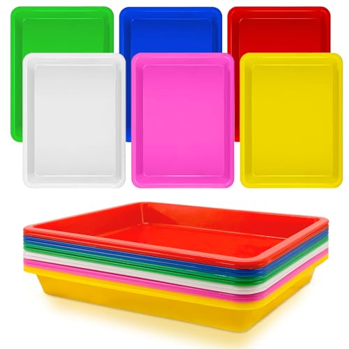 12 Pack Plastic Art Trays,6 Colors Serving Craft Tray