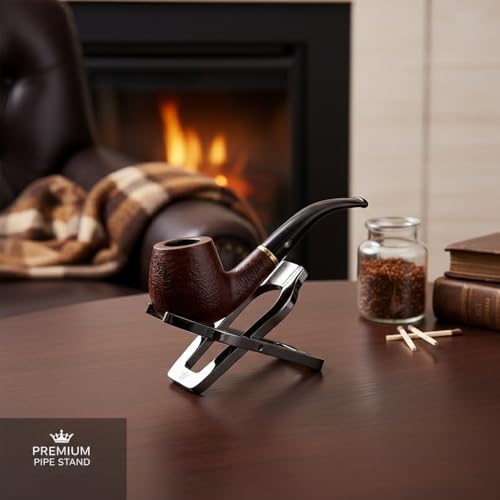Foldable Pipe Stand 4 Pack – Tobacco Pipe Holder Rack, Lightweight & Portable Pipe Rest for Display or Storage (Black Metal) - color: Black Metal