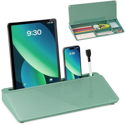 Varhomax Glass Desk Whiteboard with Storage - color: Green
