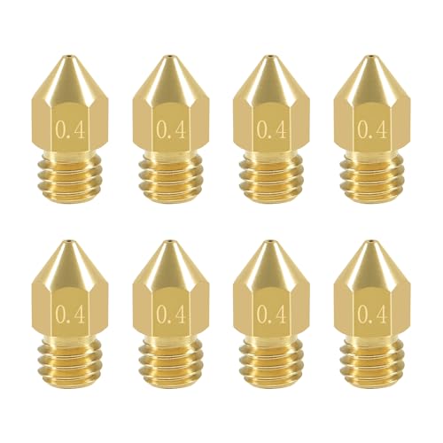 Aokin 8 Pcs 0.4mm MK8 Extruder Nozzles 3D Printer Nozzles for Creality Ender 3/3 Pro/3 V2, Ender 5/5 Pro, CR-10/10S, Makerbot, Anet A8 3D Printer - color: 0.4mm