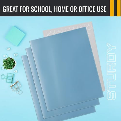 Better Office Products 2 Pocket Glossy Laminated Light Blue Paper Folders, Letter Size, Lt. Blue Paper Portfolios Box of 25 Light Blue Folders - color: Lt. Blue