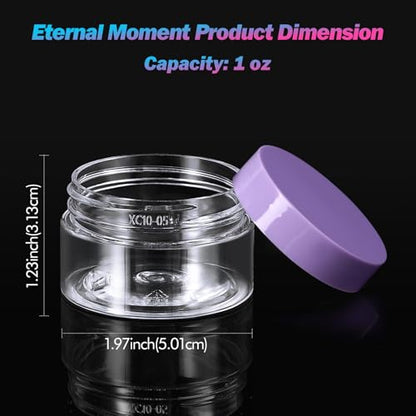 Eternal Moment 36 Pack 1 OZ Plastic Jars Clear Cosmetic Container with Lids - color: Purple Lid, size: 1 Ounce