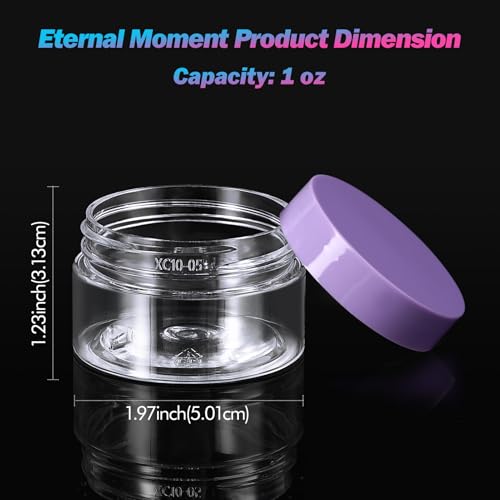 Eternal Moment 36 Pack 1 OZ Plastic Jars Clear Cosmetic Container with Lids - color: Purple Lid, size: 1 Ounce