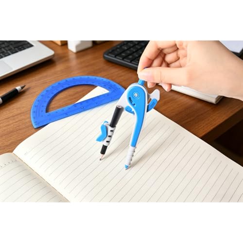 Unjoo Compass for Geometry Set, 6 Inch Protractor, Clear Plastic (Pink) - color: Pink