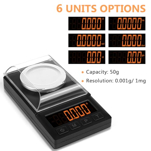 Fuzion Digital Milligram Scale 50g/0.001g, Mg Scale 9-in-1 Kit - color: Black