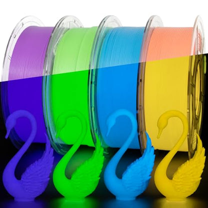 iSANMATE 3D Printer Filament Bundle, Glow in The Dark Filament Orange, Green, Blue, and Purple, PETG Filament 1.75 mm, Dimensional Accuracy +/- 0.03 mm, 1KG X 4 Pack - color: A- Color 4x1kg Petg Glow Orange, Green, Blue, and Purple
