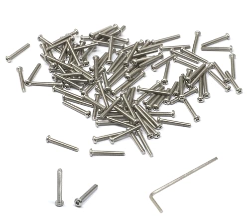 iexcell 100 Pcs M2 x 14mm Thread Pitch 0.4 mm Stainless Steel 304 Hex Socket Button Head Cap Screws Bolts Kit - size: M2 x 14mm