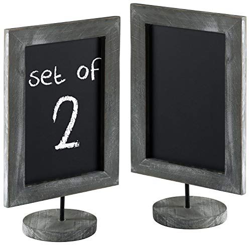 MyGift 11-Inch Vintage Gray Wood Framed Tabletop Chalkboard Signs, Set of 2