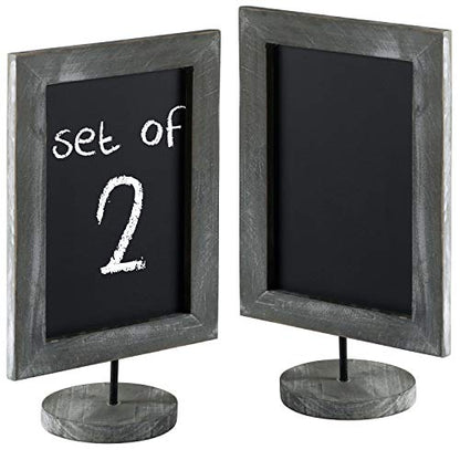 MyGift 11-Inch Vintage Gray Wood Framed Tabletop Chalkboard Signs, Set of 2