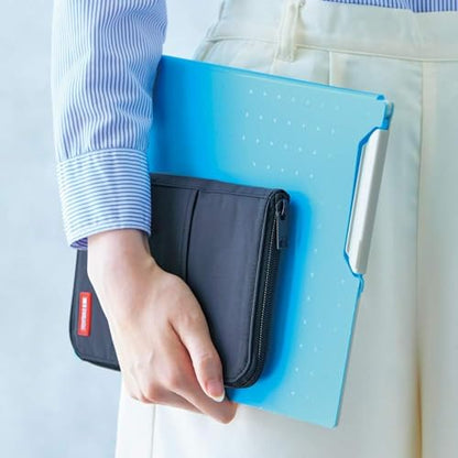 LIHITLAB LAB Slim Pen/Pencil Pouch, Wide, 0.7 × 5.5 × 8.5 Inches, Black (A7653-24) - color: Black, size: 0.7 × 5.5 × 8.5 Inches